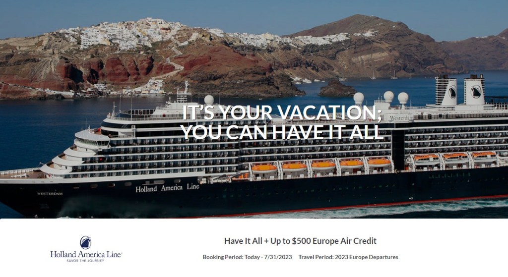 Holland America Cruise July Promotion